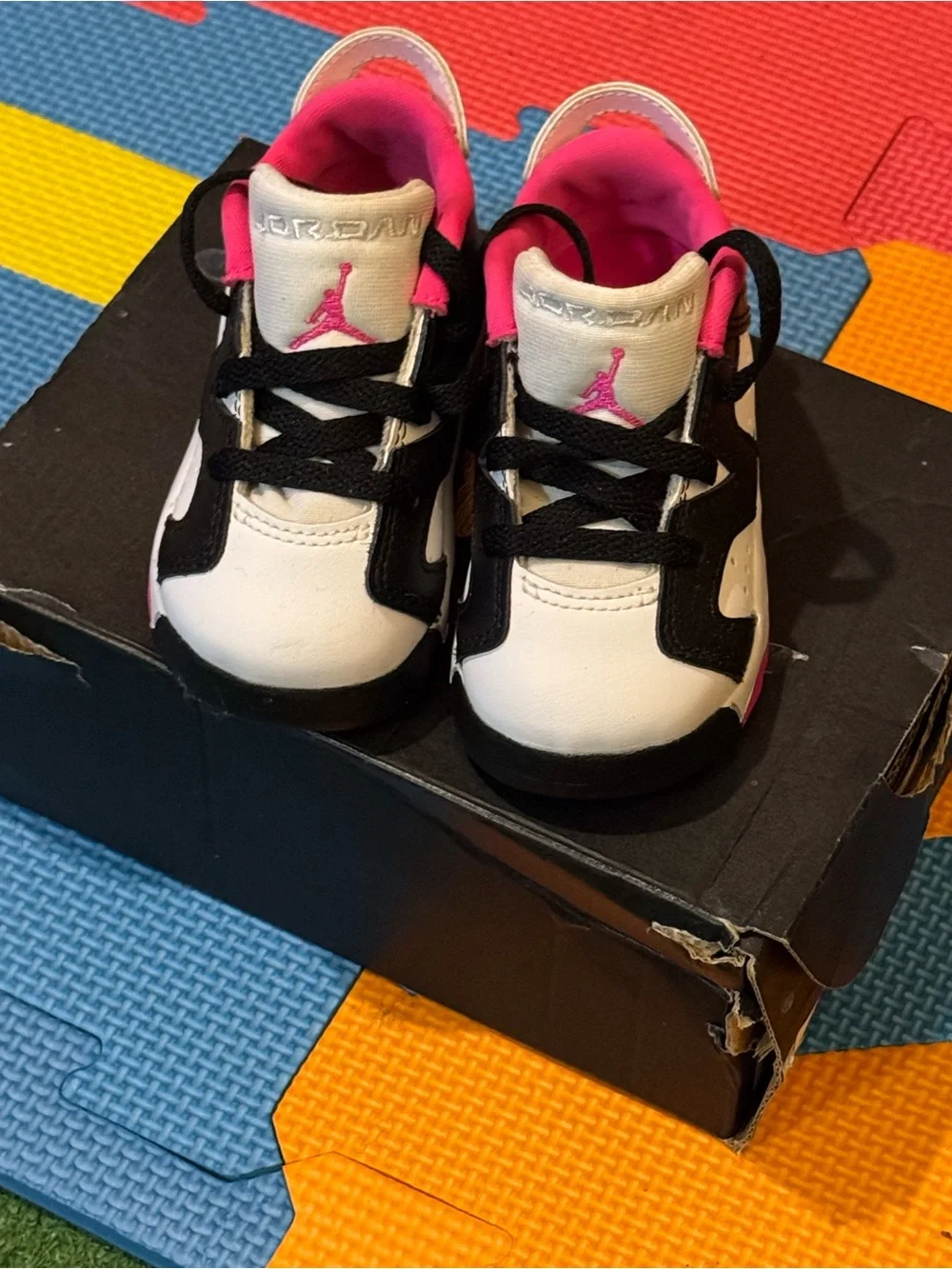 Jordan Kids' Black White Pink Low-Top Sneakers Excellent Condition Size 5C